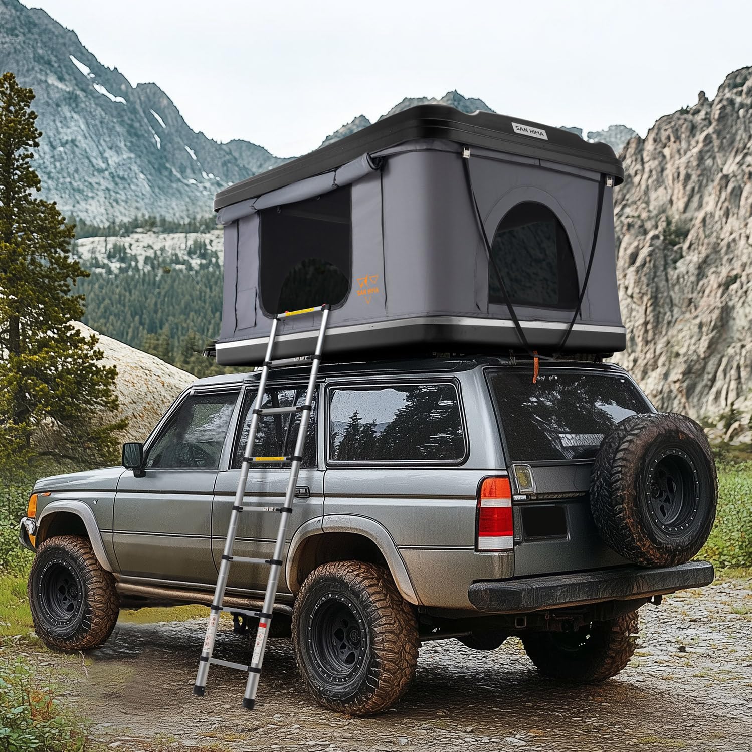 Photo 1 of Sanhima Rooftop Tent Hard Shell - Jervis Loft Overland Aluminium ABS Roof Top Tent w/ 4 Sides Windows & AC Duct Hole for Car SUV Truck Camping, 2-3 People Tent This item appears to be brand new, never opened and in perfect condition doesn’t have a scratch