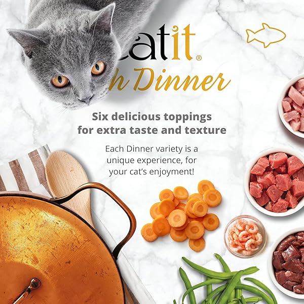 CATIT FISH DINNER WITH SHRIMP & GREEN BEANS – HYDRATING AND HEALTHY WET CAT FOOD FOR CATS OF ALL AGES 6 CUPS