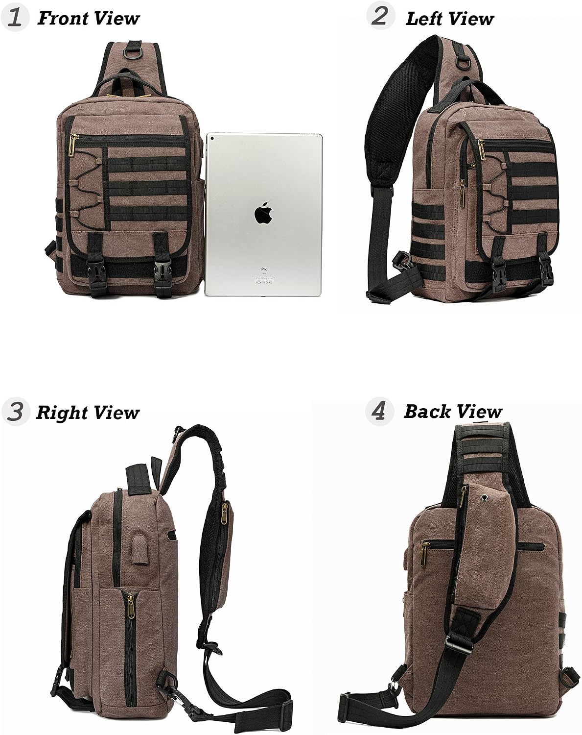 Nicgid Sling Bags Chest Shoulder Backpacks, 13.3-Inch Laptop Backpack Crossbody Messenger Bag Travel Outdoor Men Women - Image 3