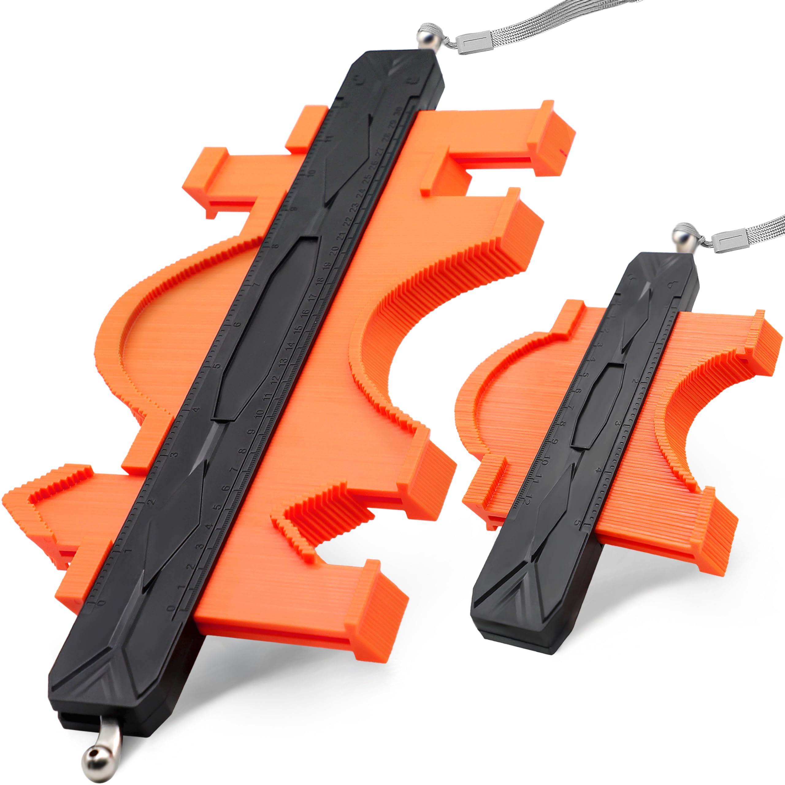 Contour Gauge Profile Tool with double lock 2pcs,5+12 Inch/38cm,Measuring Shape Outline Angle,Precisely Copy Irregular Shape Duplicator,Must Have Tool for DIY Handyman Woodworking/Flooring/Tile Laying