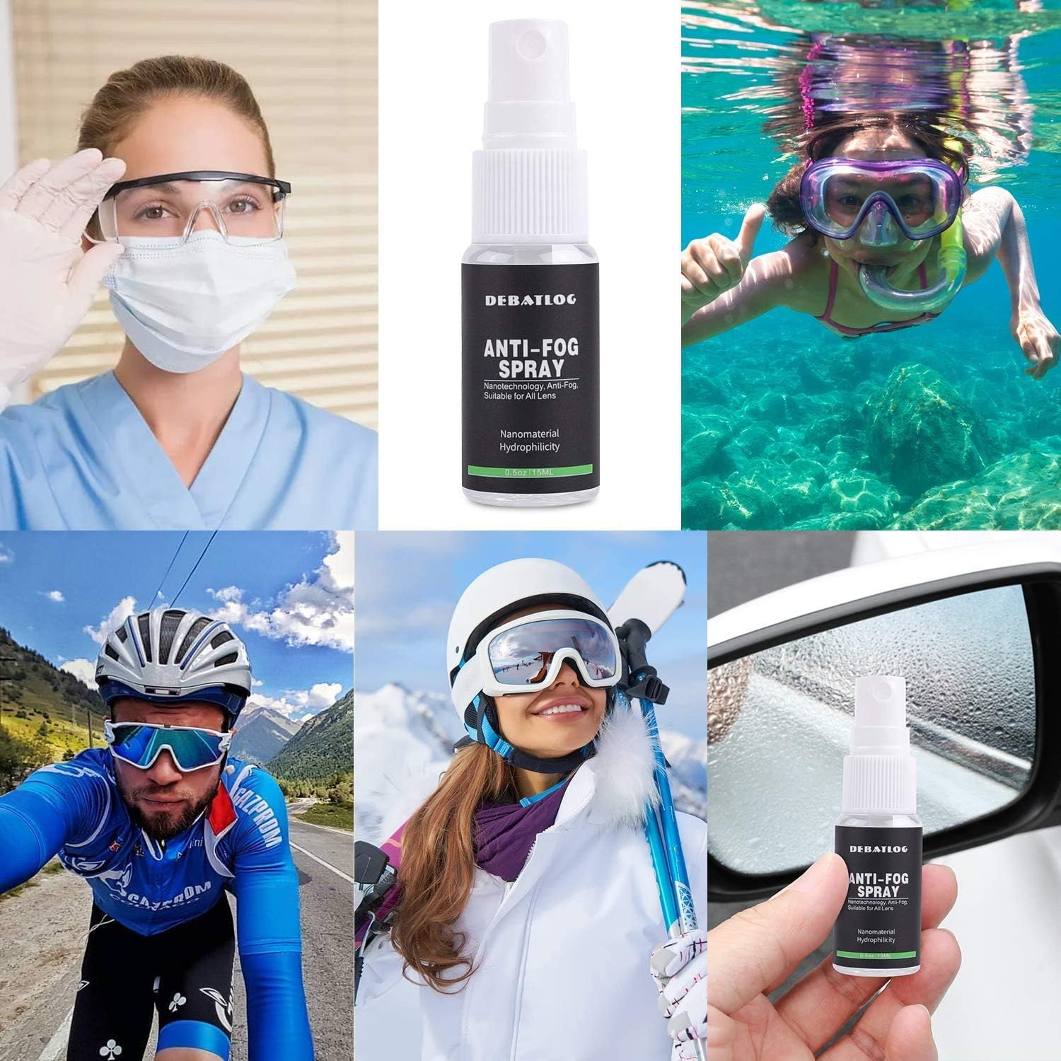 DEBATLOG Anti-Fog Spray for Glasses | Professional | Work on Eyeglass, Mask, Sports Goggles, Swim Goggles, Bathroom Mirror, Humid Environment, Nanotechnology, Alcohol-Free| Durable Anti-Fog : Sports & Outdoors