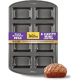 Wilton Gold Non-Stick Mini Loaf Pan, Made Without PFAS, 8-Cavity | Non-Stick Steel with Scratch-Resistant Coating, Resists Warping, Dishwasher Safe, Perfect for Mini Breads &amp; Pound Cakes
