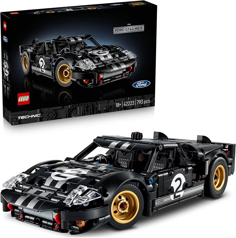 Technic 1966 Ford GT40 MKII Rennwagen - Bauset für Erwachsene - Modellauto zum Sammeln mit Lenkung und V8-Motor - Rennauto zum Ausstellen und Spielen - Geschenk für Männer und Frauen - 42223