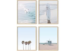 HAUS AND HUES Beach Wall Art Prints - Set of 4 Ocean Beach Decor, Nautical Themed Beach Wall Decor and Decorations for Home Beach Art Prints, Coastal Grandmother Decor, UNFRAMED (Blue, 8 x 10)