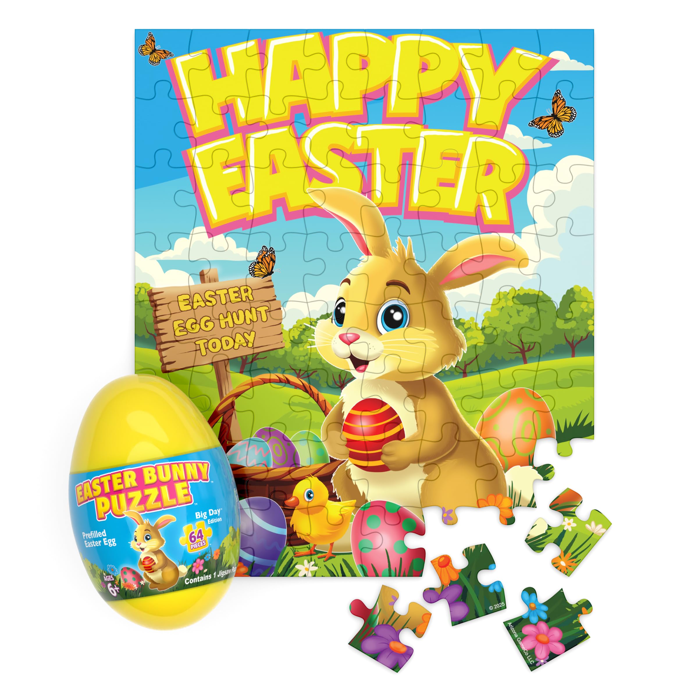 Easter Bunny Puzzle – Prefilled Easter Egg, Pre Filled with 64-Piece Jigsaw Puzzle for Kids, Easter Basket Stuffer, Gift for Kids, Ages 6+
