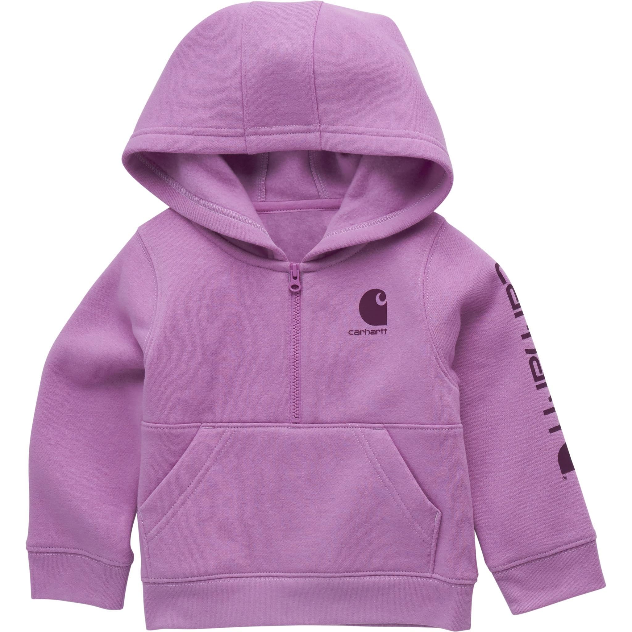 Carhartt Baby & Toddler Girls' Half-Zip Hooded Sweatshirt, Crocus, 6 Months Image