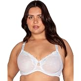 Curvy Couture Women's Sheer Whisper Full Coverage Unlined Underwire Bra | Full Coverage Bra, Unlined Underwire Bra, Floral Lace Bra, Breathable, Adjustable Straps, Full Figure, Plus Size