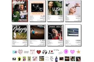 LHDIROP Mitski Poster 8 Pcs, 8 * 11 inch (with 25 Pcs Stickers), Nba Album Cover Posters for Room Aesthetic, Music Wall Decor, Art Prints for Boys, Girls Room Decor, Room Decor Posters for Fans Unframed