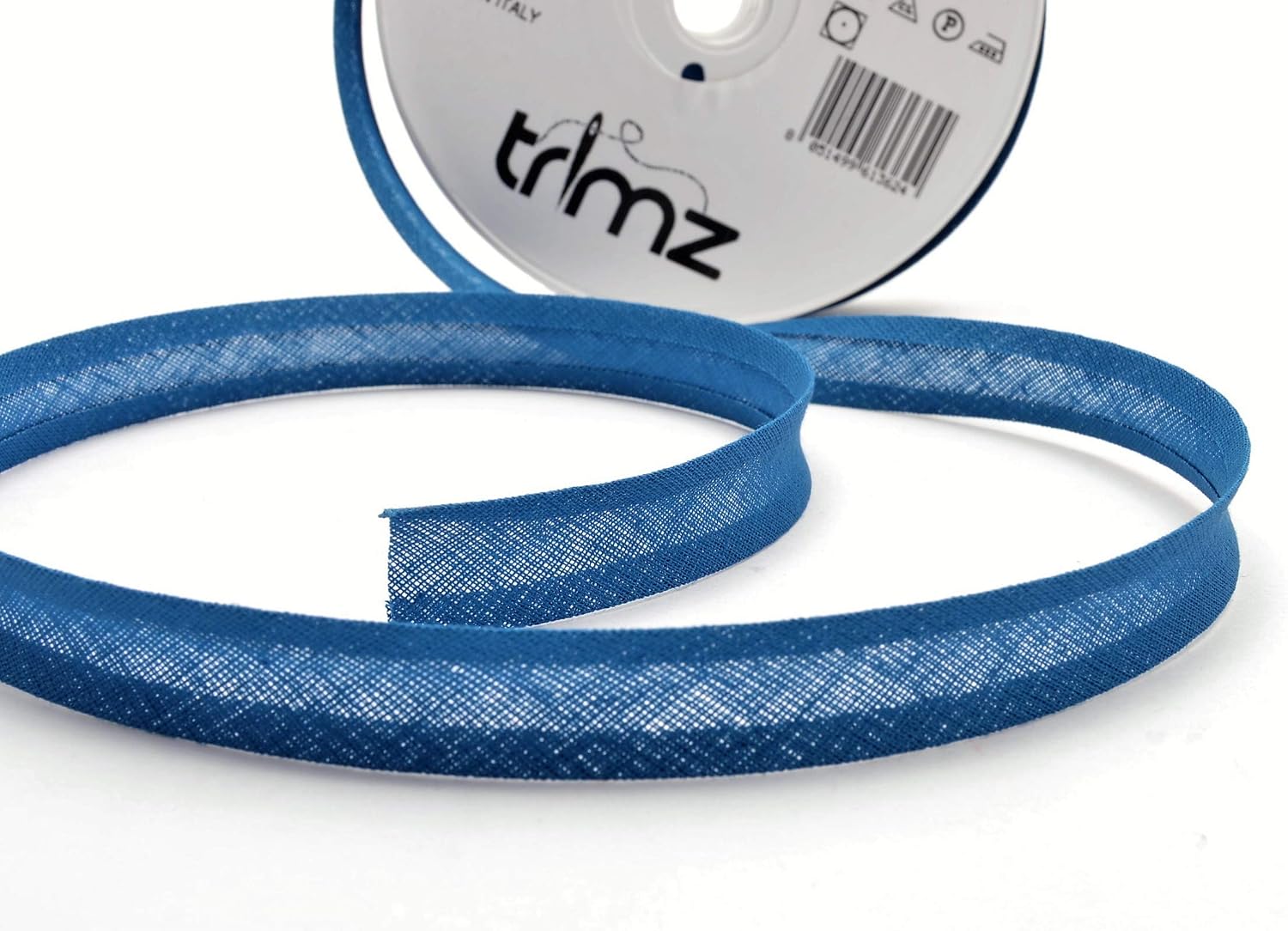 Trimz 14/4/4 mm Cotton Bias Binding Tape, Malibu Blue 31t - Double‑Fold Sewing Tape for Quilting Dressmaking & DIY Crafts