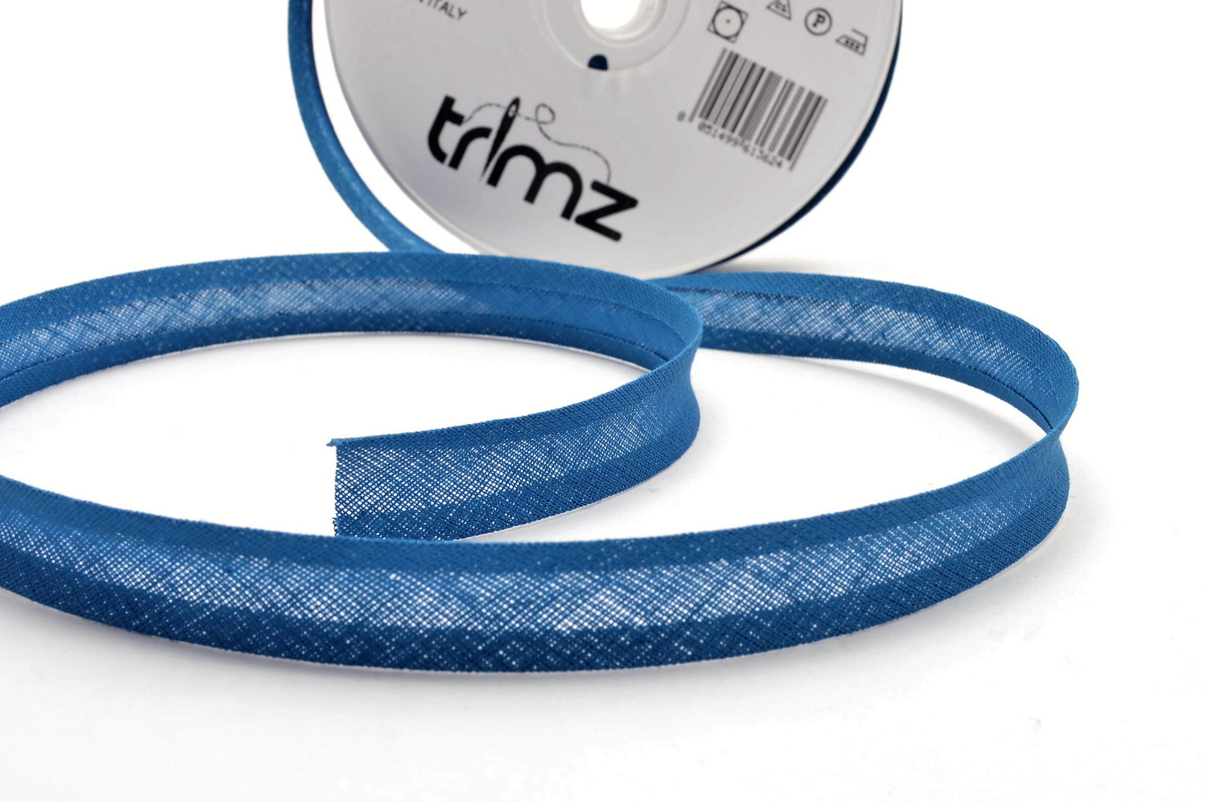 Trimz 14/4/4 mm Cotton Bias Binding Tape, Malibu Blue 31t – Double‑Fold Sewing Tape for Quilting, Dressmaking & DIY Crafts