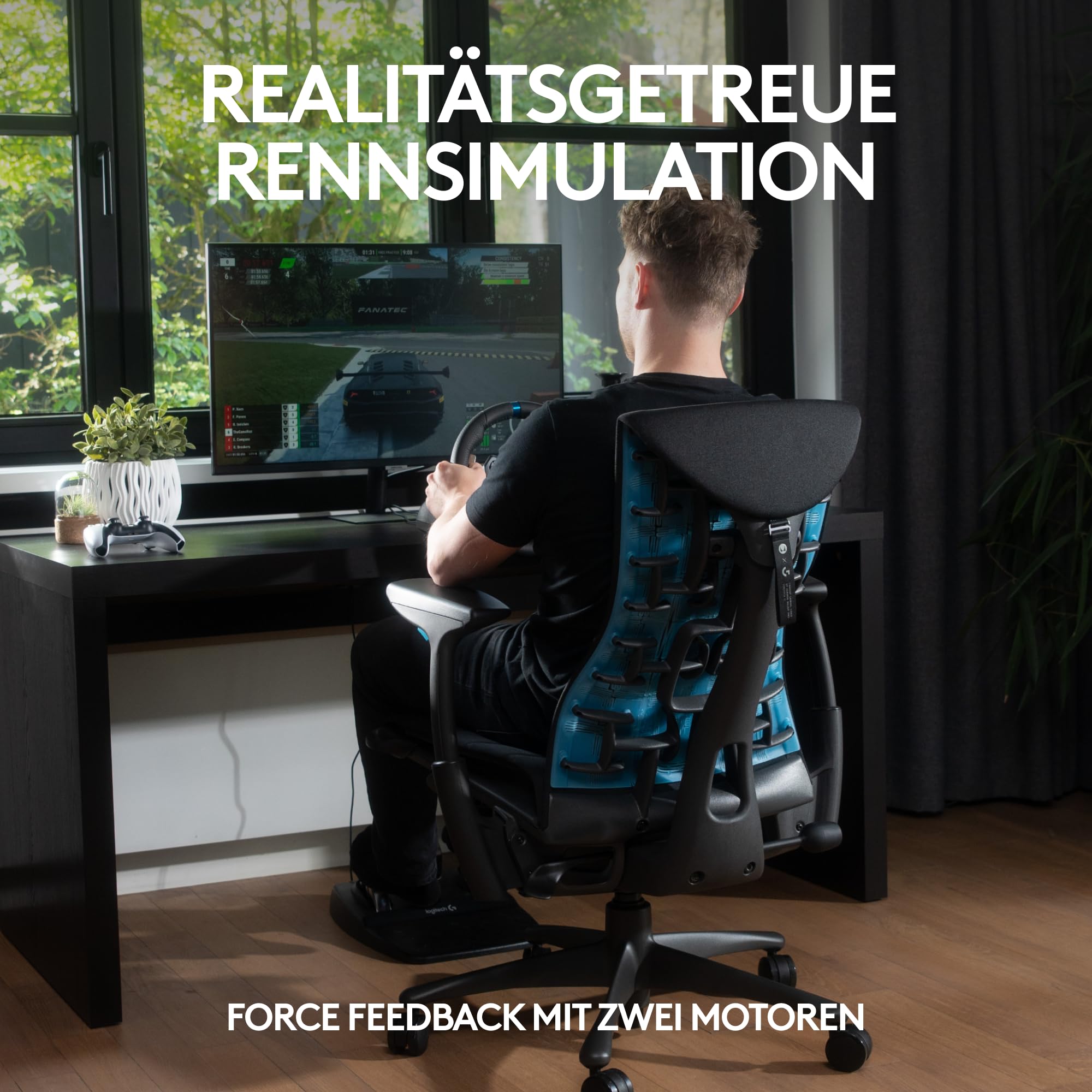 Logitech G29 Driving Force Gaming Rennlenkrad, Zweimotorig Force Feedback, 900° Lenkbereich, Leder-Lenkrad, Verstellbare Edelstahl Bodenpedale - Konsole für PS4/PS3/PC/Mac - Schwarz