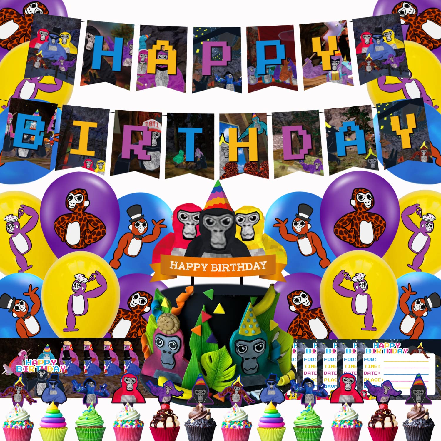 Mua Gorilla Tag Birthday Party Decorations, Gorilla Tag Birthday Banner