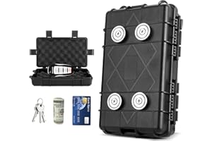 SUNHALO GEAR Magnetic Lock Box for Under Car,Magnetic Box Holder For Car Keys,Large Hide A Key Magnet For Car and Vehicle,Large Hide Box Magnetic Case for Car,Waterproof Magnetic Lock Box,4 Strong Magnets,Black