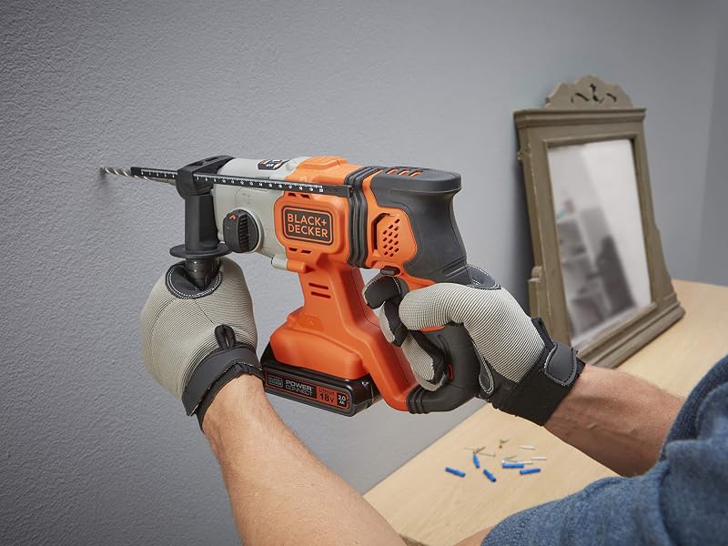 Marteau perforateur SDS-Plus 18V sans fil, énergie de frappe 1,2J, 3 modes, inclut une mèche à béton de 6mm et une boîte de rangement, BCD900B-XJ