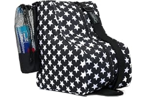 Fydelity Cute Roller Skate Bags for Women; Ideal Quad Roller Skate Bag or Roller Skate Bags for Girls; Use as Ice Skating Bag, Figure Skating Bag, Ice Skate Bags for Girls w/Clip-On Water Bottle Bag