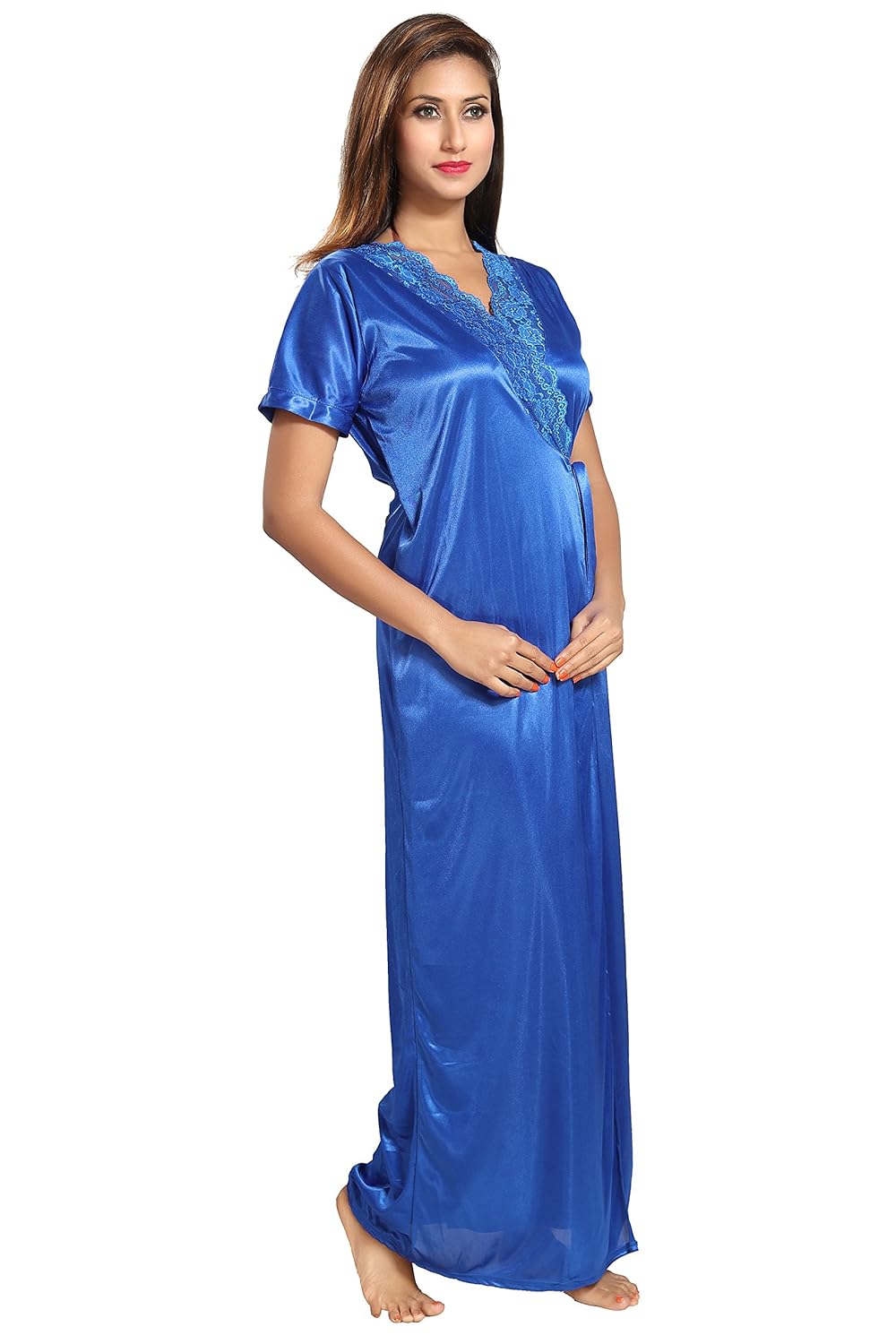 noty women's satin nighty - 2 pc- nighty with robe