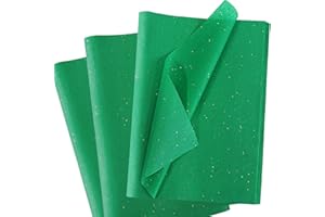 60 Sheets Green Tissue Paper for Gift Bags, Green Glitter Wrapping Tissue Paper for Craft Christmas Graduation Wedding Festiv