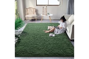 DweIke Fluffy Dark Green Rugs for Bedroom Living Room, 4x6 Feet Soft Plush Shaggy Forest Hunter Green Girls Boys Kids Rug, Non-Slip and Machine Washable Carpet for Dorm Nursery Classroom Decor