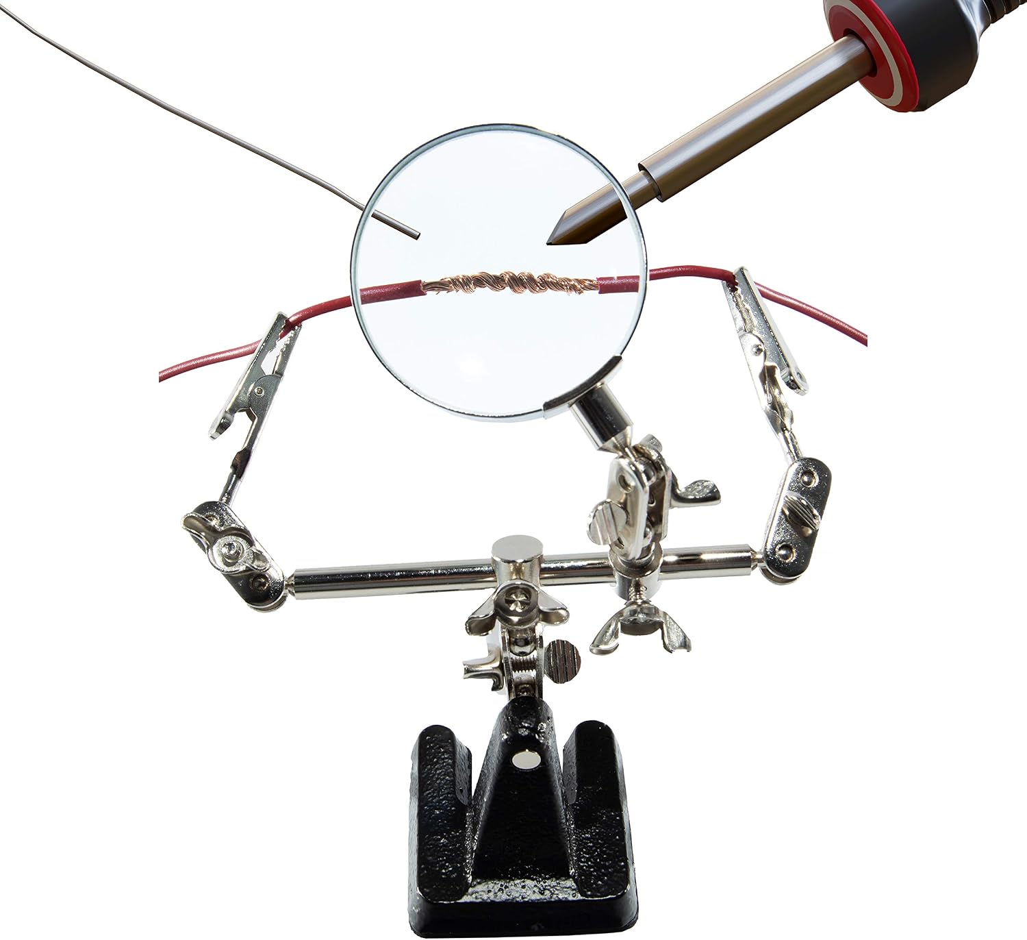 Weller WLACCHHB-02 Helping Hand with Magnifying Glass and 2 Alligator Clamps, Silver - Image 4