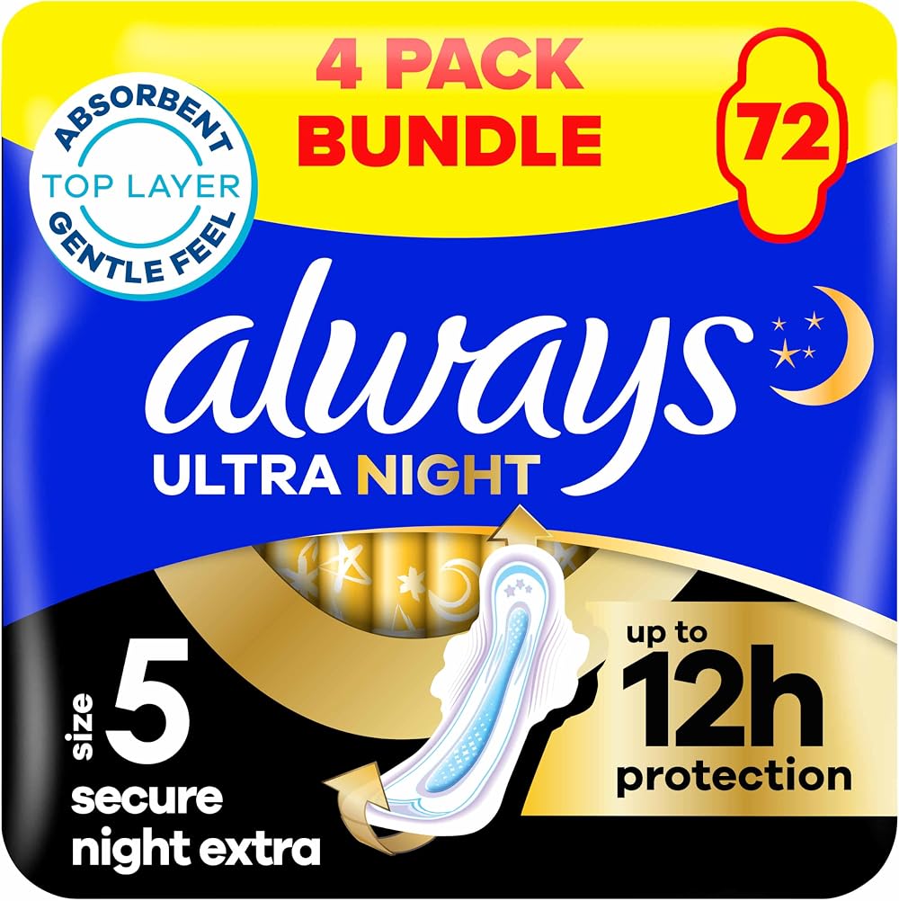 Always Ultra Secure Night Extra Sanitary Towels with Wings Size 5 18 pads