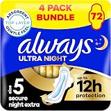 Always Ultra Secure Night Extra Sanitary Towels with Wings Size 5 18 pads