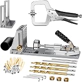 HOWOD Pocket Hole Jig Kit, Professional Metal Pocket Screw Jig System | Detachable Vacuum Adapter, 3 Titanium-Coated Drill Bits &amp; 11" C-Clamp &mdash; For Cabinets, Furniture &amp; DIY Woodworking Projects