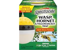 Spectracide Wasp, Hornet & Yellowjacket Trap, Hanging Wasp & Hornet Trap with a Quick-Drown Formula That Submerges & Kills Insects, 1 Count