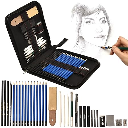Artina Kit Per Disegno Bari Astuccio Artisti Super Accessoriato Con Matite Per Schizzi Lapis Grafite Carboncino Gomma