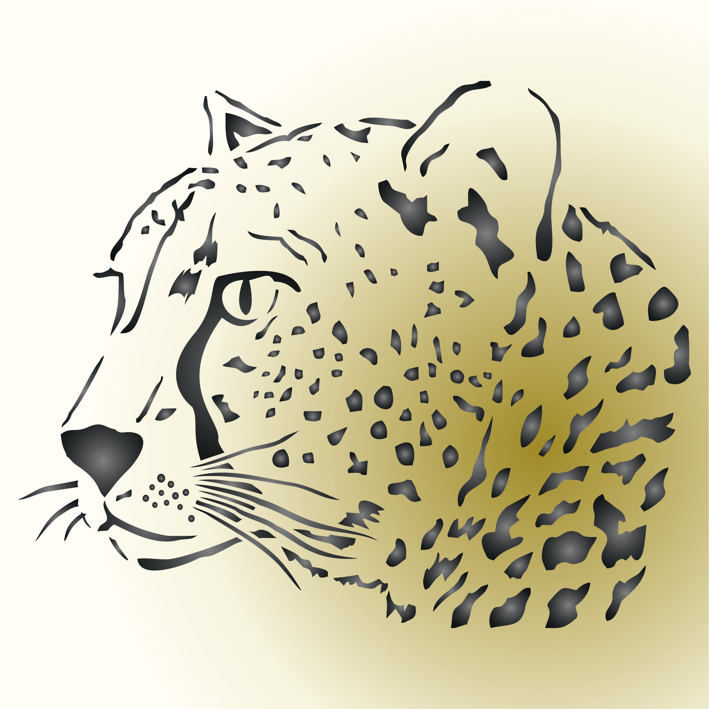 Cheetah Head Stencil - 32 x 25.5cm (M) - Reusable African Big Cat Animal Wildlife Stencils for Painting