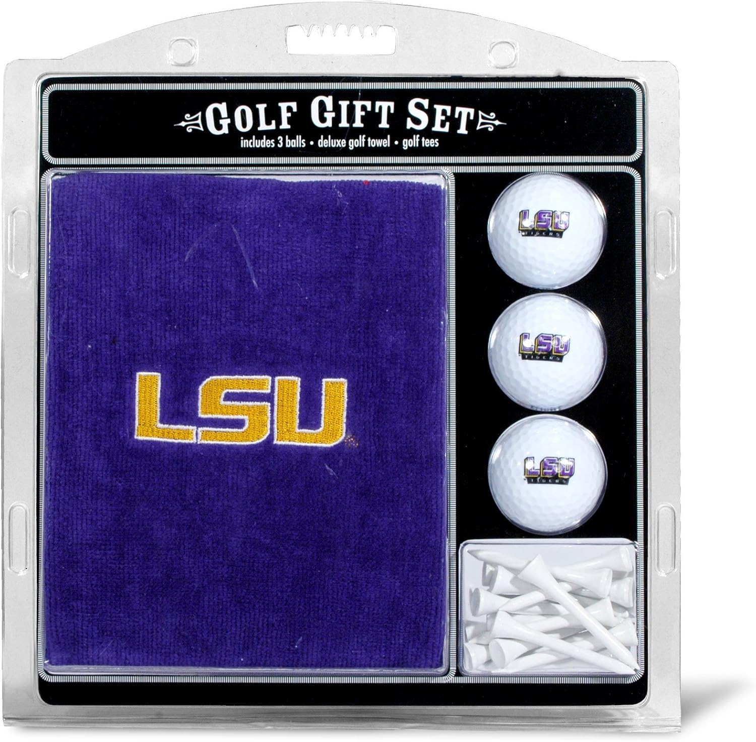 Team Golf NCAA LSU Tigers Gift Set Embroidered Golf Towel, 3 Golf Balls, and 14 Golf Tees 2-3/4" Regulation, Tri-Fold Towel 16" x 22" & 100% Cotton : Sports Fan Automotive Flags : Sports & Outdoors