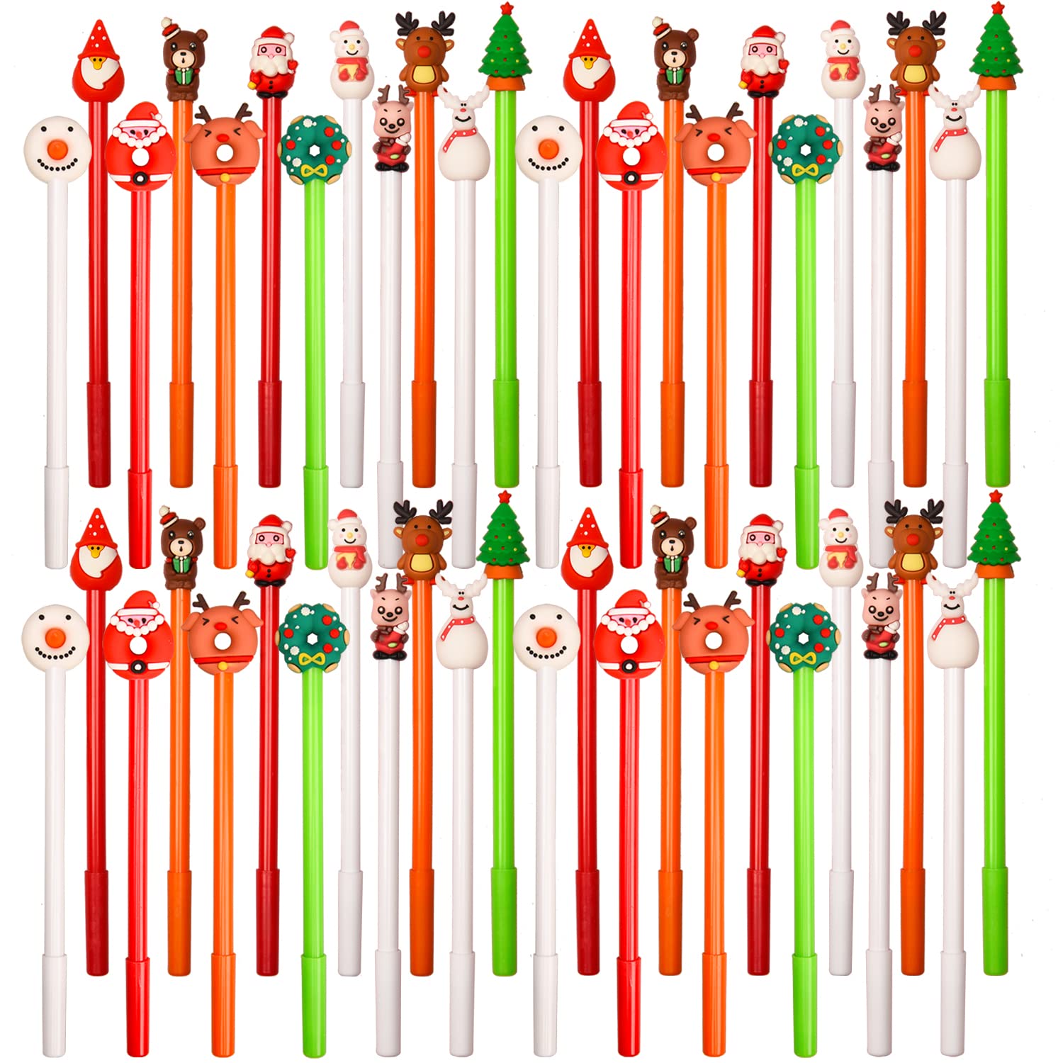 UNVOJL Christmas Gel Ink Pens Snowman Christmas Tree Elk Santa Claus Rollerball Marker Pen Christmas Cartoon Cute Pens (48)