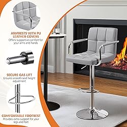 Yaheetech Bart Stools Set of 4, PU Leather