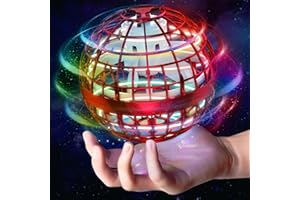 Unyfu Flying Ball Toy Globe 360°Rotating Hand Controlled Flying Orb Ball Toys Magic Led Lights Controller Mini Drone Flying Toy Boomerang Fly Spinners for Kids (Red)