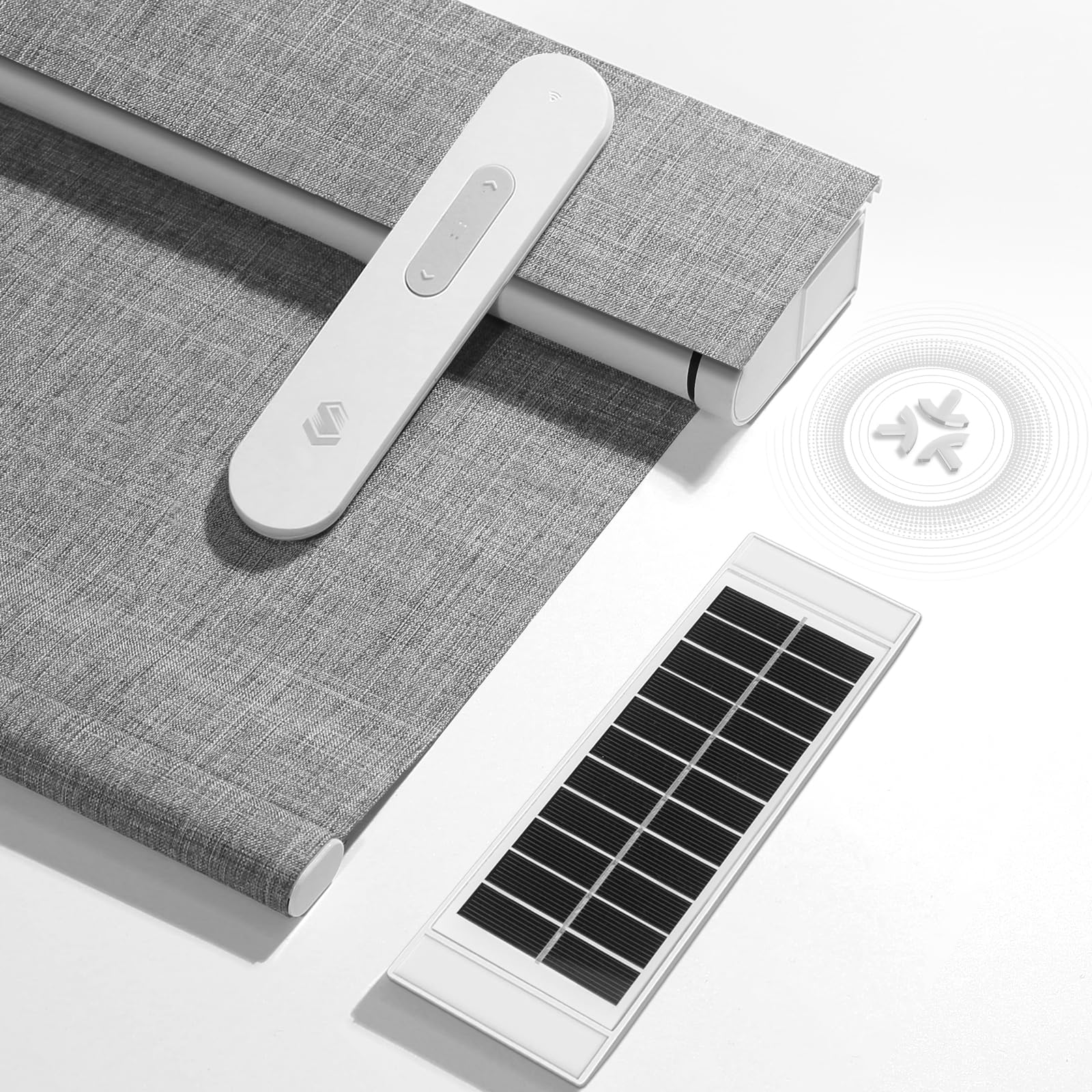 Photo 1 of MUSCLEAREA Motorized Blinds with Remote, Smart Blinds with Solar Panel, Cordless Blackout Automatic Shades with Matter Motor, Grey, 46×72