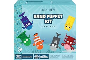 jackinthebox Hand Puppet Making Kit - 6 Sea Animals Felt Puppet Craft Kit for Kids, Creative DIY Arts & Crafts Kit Make Your Own Puppets for Storytelling Role Play, Great Craft Gifts for Kids Ages 4-8