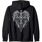 Gothic Ornate Cross With Wings Angel Artwork Zip Hoodie