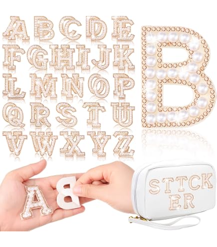 Rhinestone Iron-On Patches A-Z - Sparkly Letters With Pearls For Clothing, Bags & DIY Decoration - View #7