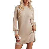 GRACE KARIN Women's Mock Neck Long Lantern Sleeve Sweater Dress 2025 Oversized Casual Knit Pullover Tunic Dress