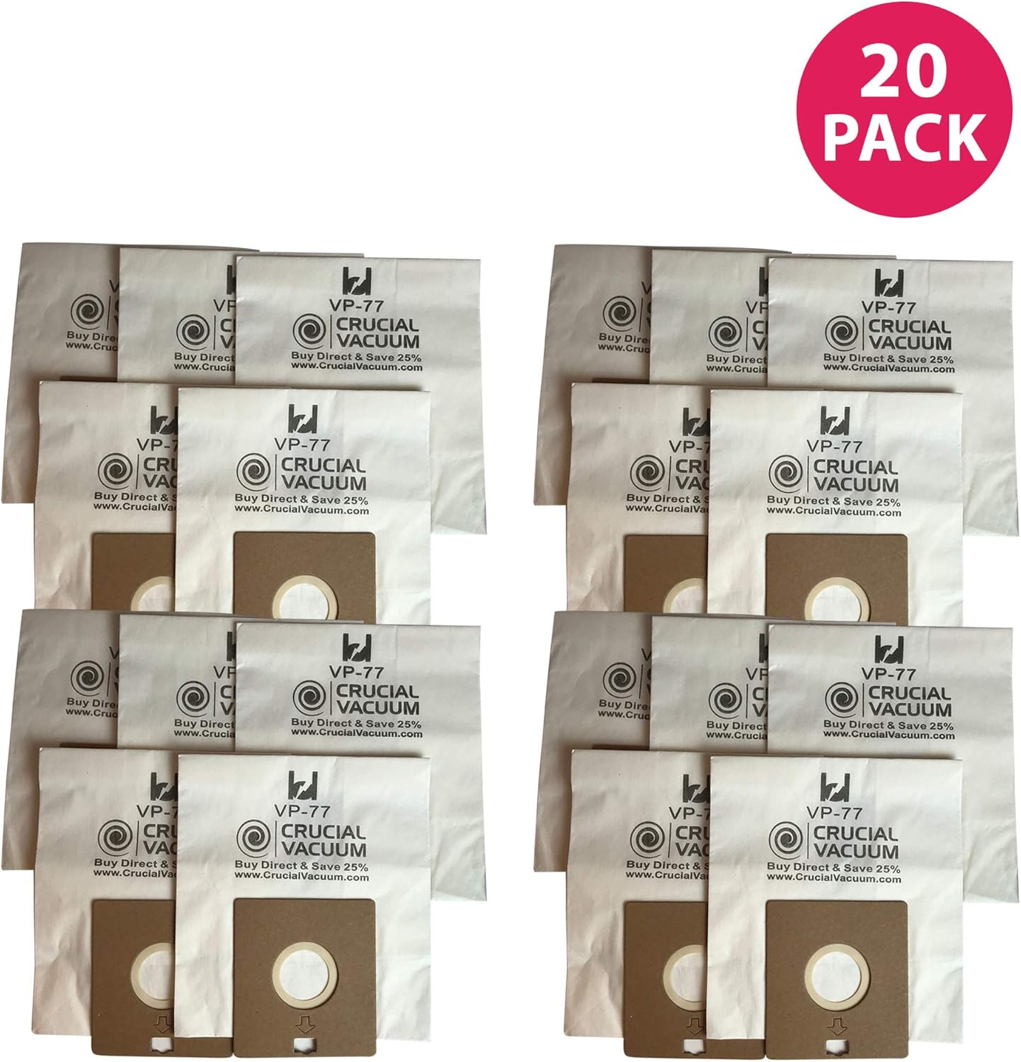 Crucial Vacuum Replacement Vacuum Bags Compatible with Bissell DigiPro Vacuums Bag Part - Fits VP-77 Power Partner and Canister Model 6900, 67E2, 6594, 6594F - for Parts 32115 - Bulk (20 Pack)