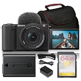 Sony ZV-E10 II Mirrorless Camera with 16-50mm Lens (Black) Bundle | For Vlogging &amp; Content Creation | AI Autofocus | 26MP APS-C Sensor | 4K Video &amp; Flip Screen + 64GB Memory Card + Camera Bag