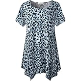 LARACE Short Sleeve Shirts for Womens Plus Size Tops Casual Summer Clothes Asymmetrical Tunic Blouses