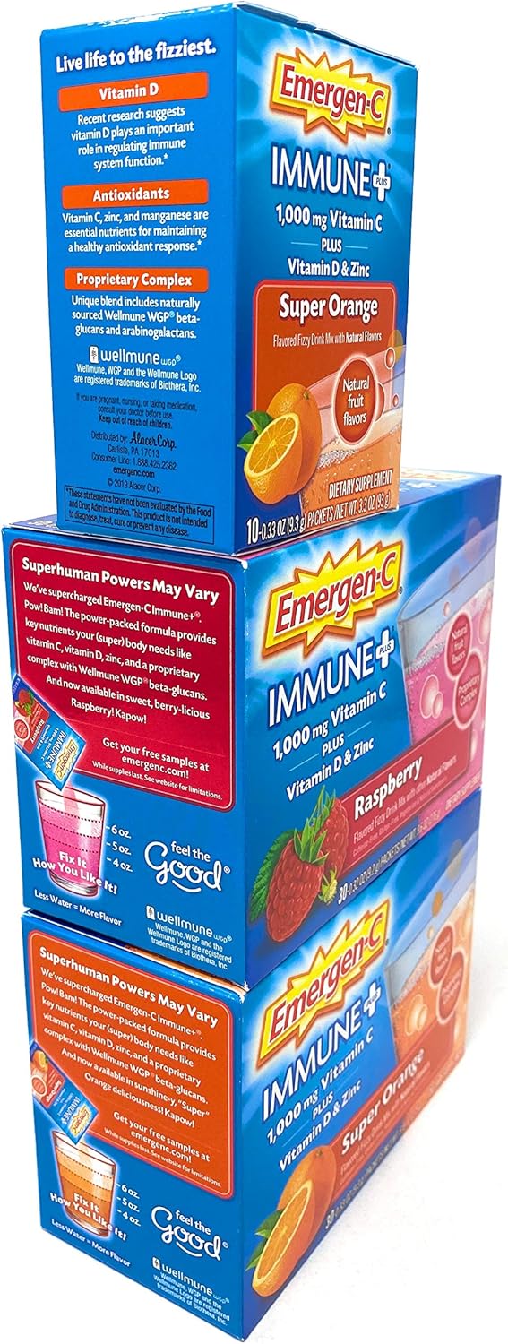 Emergen-C Immune Plus with Vitamin D and Zinc Variety Pack, 70 ct.: Health & Personal Care