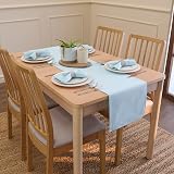 Encasa XO Ice Blue Cloth Napkins Set of 12 17x17 Cotton Dinner Napkins view 5