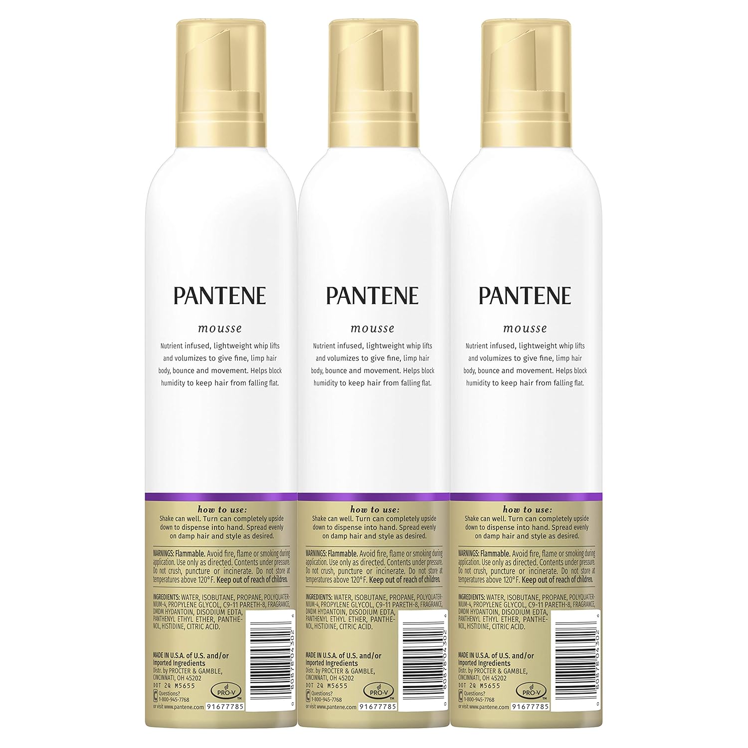 Pantene Body Boosting Mousse, Pro-V Maximum Fullness, 6.6 Ounce, Pack of 3: Beauty
