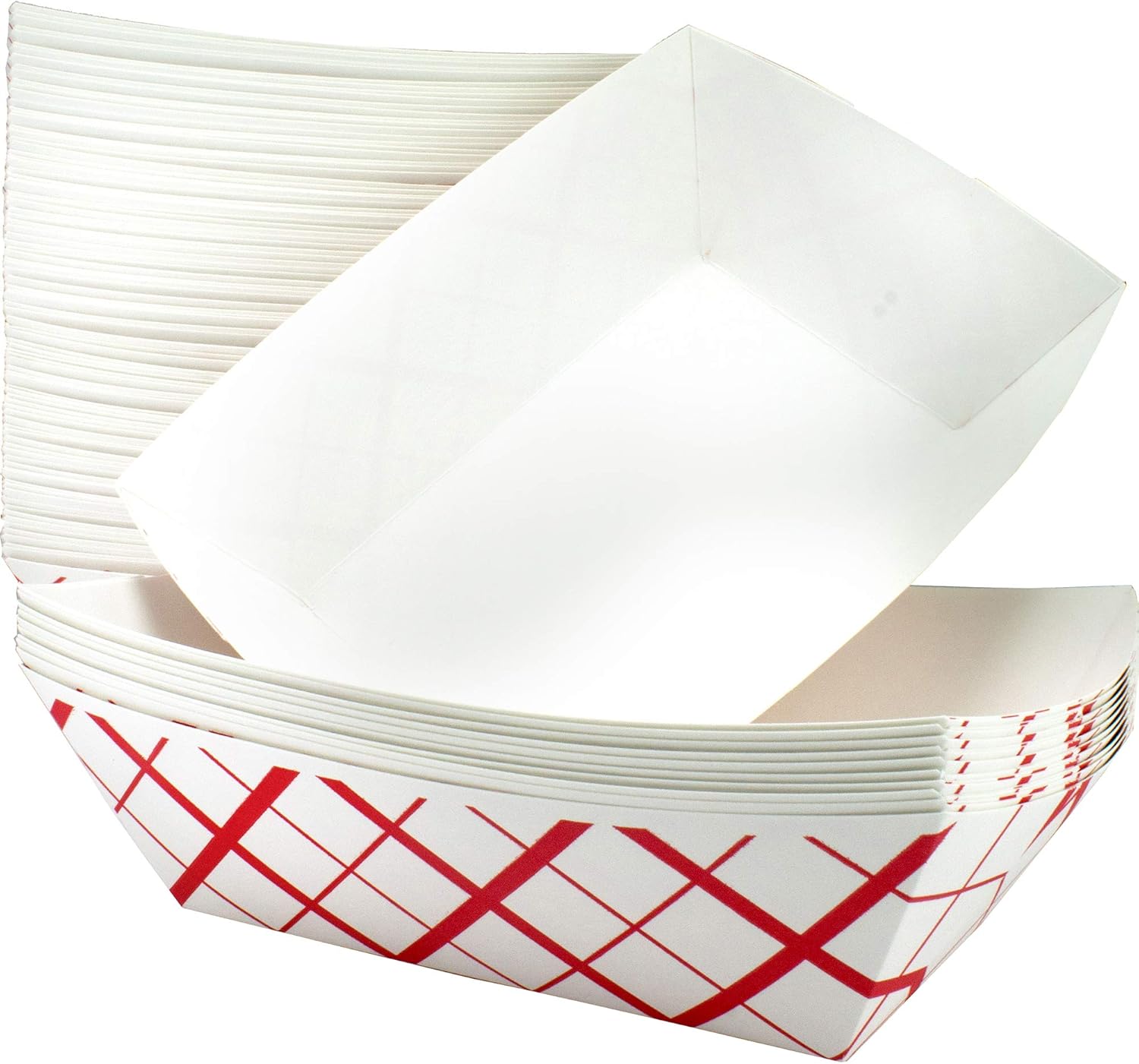 Heavy Duty, Grease Resistant 3 Lb Paper Food Trays 100 Pack. Durable, Coated Paperboard Basket Ideal for Festival, Carnival and Concession Stand Treats Like Hot Dogs, Ice Cream, Popcorn and Nachos.