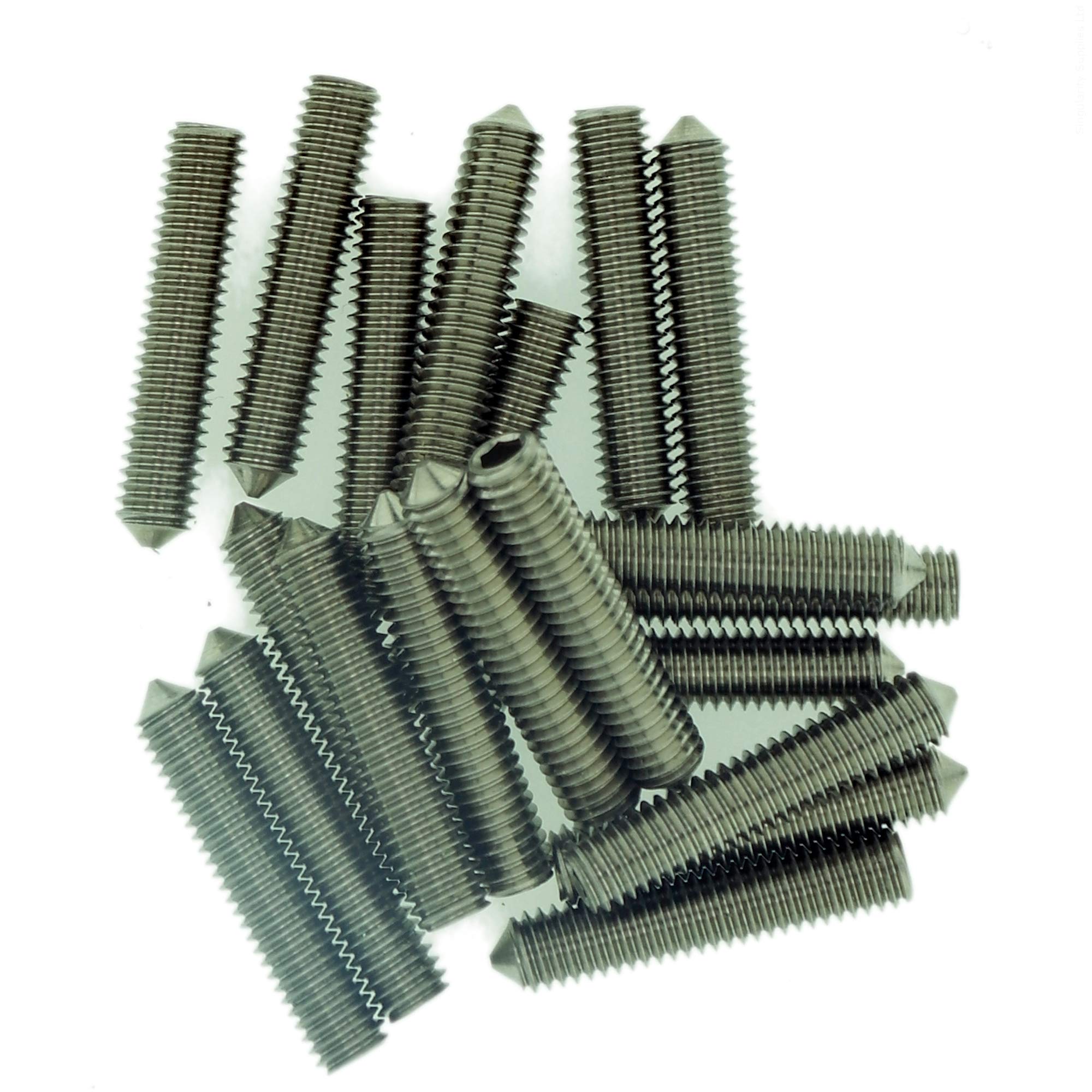 M10 (10mm x 20mm) Hex Socket Grub Screw (Cone Point) - Stainless Steel (A2) (Pack of 10)