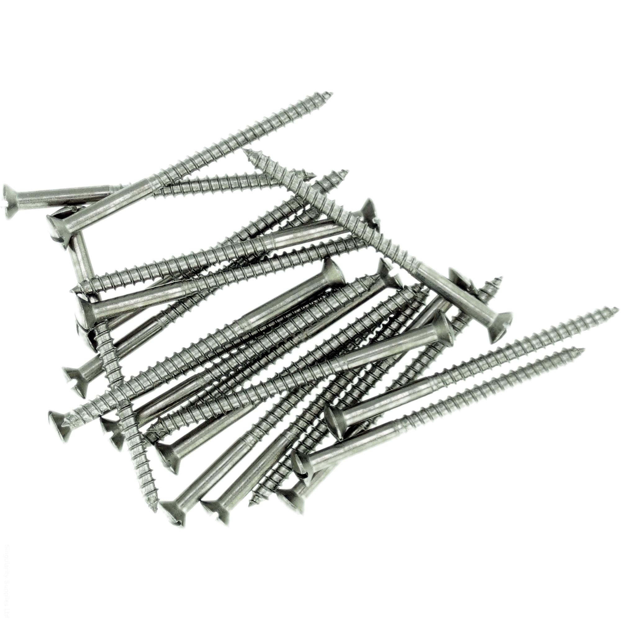 No.6 x 1.38 (3.5mm x 35mm) Slot Raised Countersunk Wood Screw - Stainless Steel (A2) (Pack of 20)