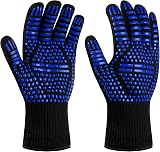 Flintronic Grill Gloves Heat Resistant Fire Resistant 1472F/800C Blue