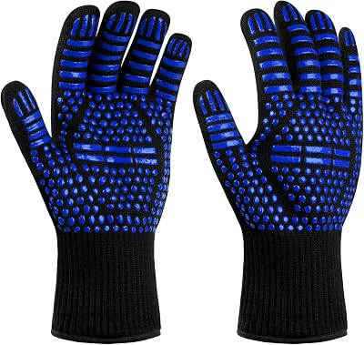 Flintronic Grill Gloves Heat Resistant Fire Resistant 1472F/800C Blue