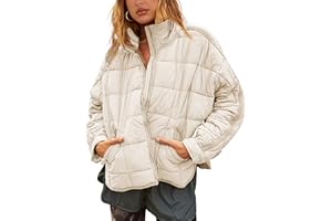 Bianstore Women's Oversized Splice Quilted Lightweight Puffer Jacket Casual Padded Coat